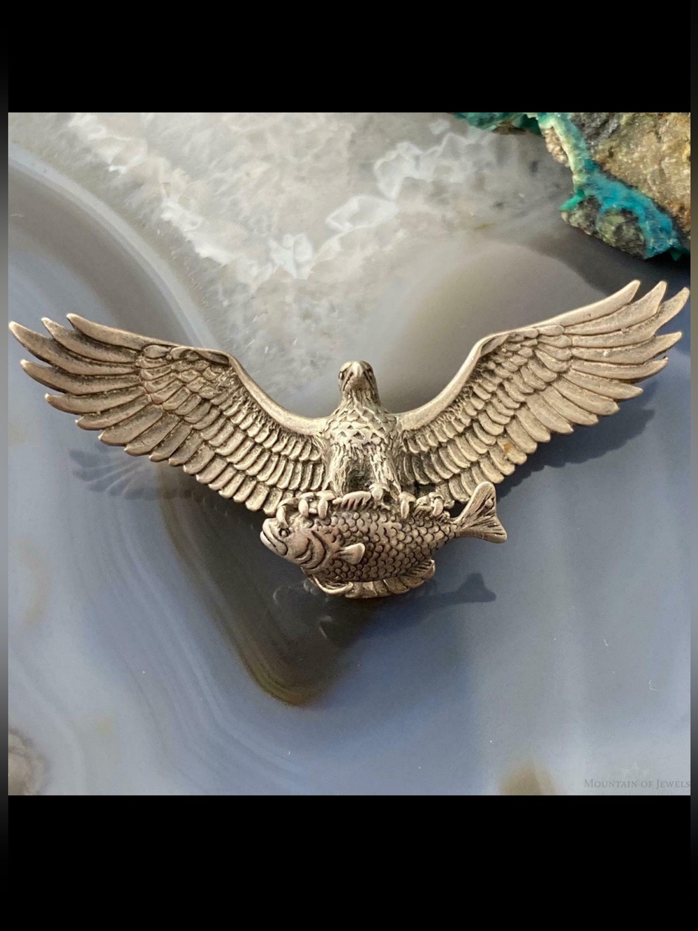 Vintage Sterling Silver Eagle Catches a Fish
Pendant, Southwestern, Native
